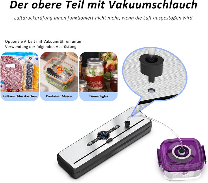 Vakuumierer für Lebensmittel – Vollautomatisches Vakuumiergerät, kompakt und tragbar, für trockene u