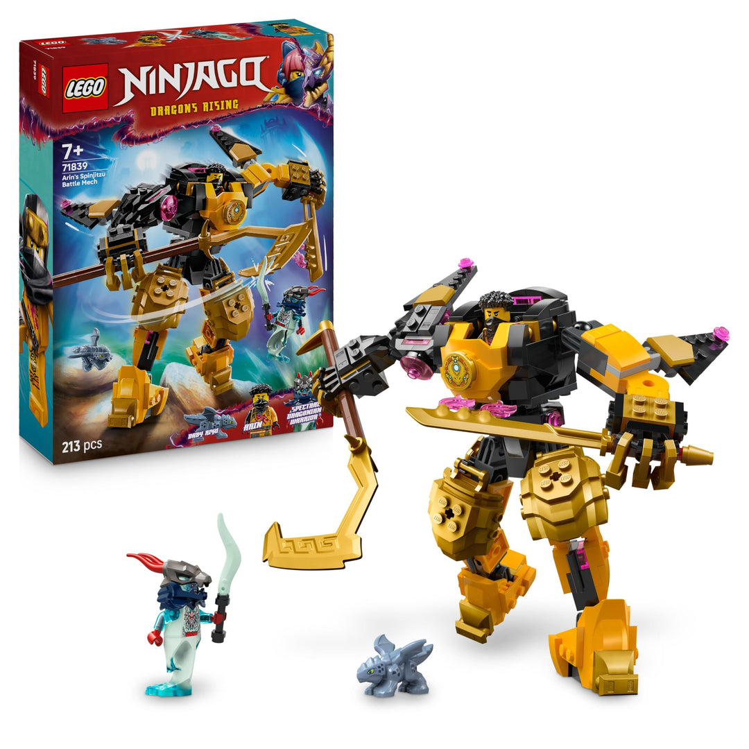 LEGO NINJAGO Arins Spinjitzumech - Ninja-Spielset mit beweglicher Mech Figur, 2 Minifiguren und Baby