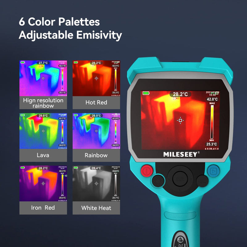 Infrarot Wärmebildkamera,MiLESEEY Handheld Thermokamera 3,5 Zoll LCD-Anzeige,Wiederaufladbar,6 Palet