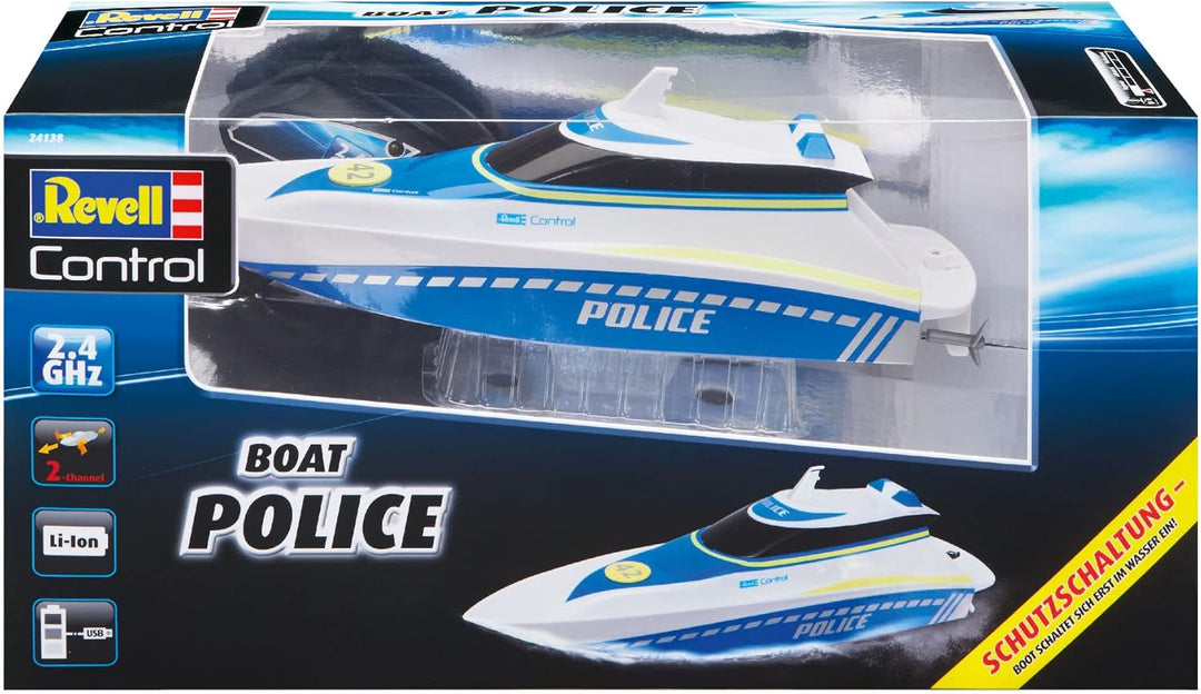 Revell Control 24138 RC Polizeiboot, mit wasserdichter Elektronik und integriertem LI-Ion-Akku Koffe
