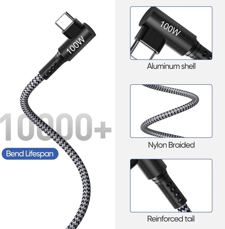 45W USB C Schnellladegerät Super Fast Netzteil Ladegerät mit (2m, 100W) Type C Nylon Kabel für Samsu
