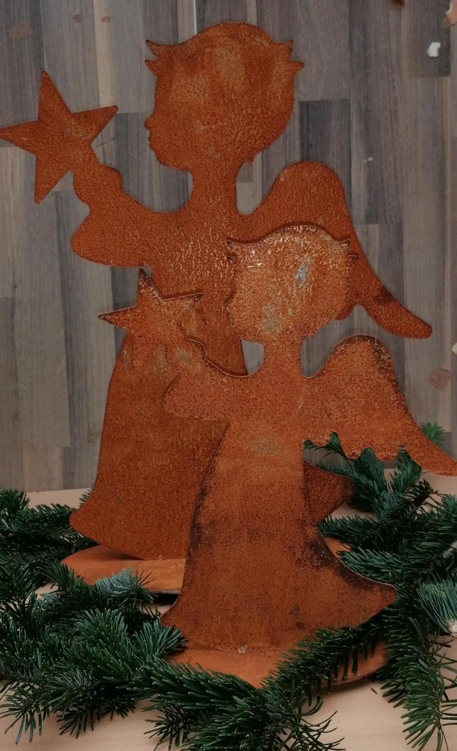 Generisch NEU !! Engel mit Stern 50 cm hoch aus Metall in angesagtem Edelrost Rost Weihnachten Deko