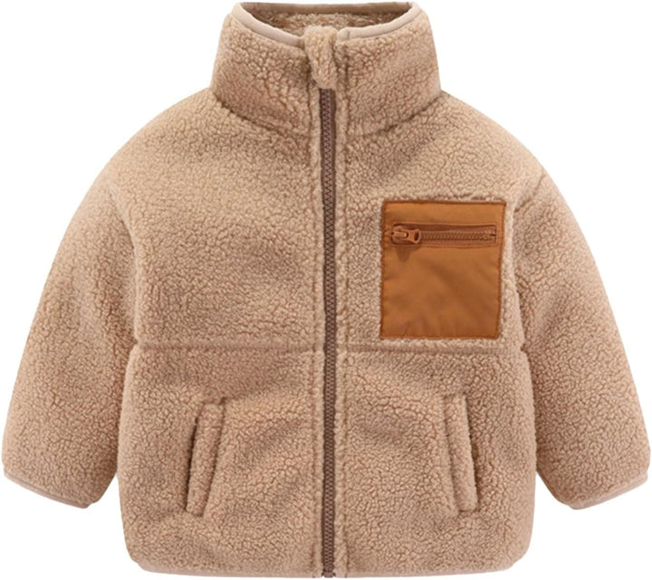 Ybing Teddyjacke Mädchen Warme Fleecejacke Bequem und Weich Plüschjacke mit Taschen Reissverschluss