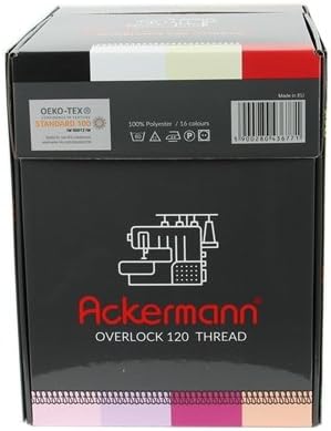 Ackermann Bauschgarn/texturiertes Garn 64x 1000m (Kone) Sortiment, Farbenmix, Garn für Overlock und