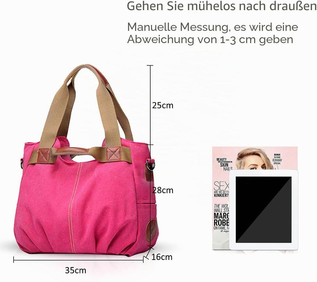 NICOLE & DORIS Canvas Tasche Damen Tragetaschen für Damen Schultertaschen Umhängetasche Leinwand Han