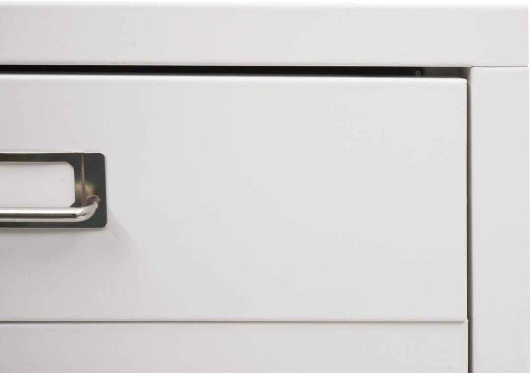 PROREGAL Rollcontainer, HxBxT 115x40x41 cm, Metall 8 Schubladen, Weiss, Schubladenschrank Stahlschra