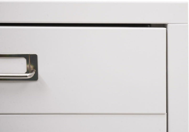 PROREGAL Rollcontainer, HxBxT 115x40x41 cm, Metall 8 Schubladen, Weiss, Schubladenschrank Stahlschra