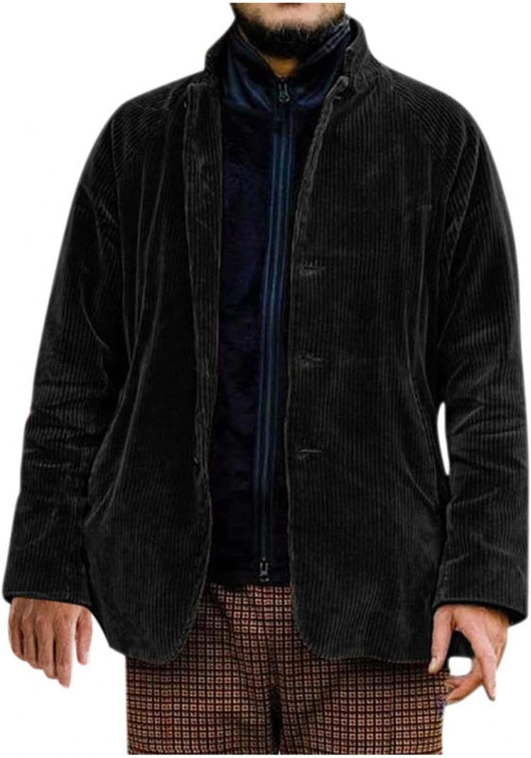 Cordjacke Herren Cord Jacke Revers Strickjacke Winter Übergangsjacke Langarm Warme Winterjacke Casua
