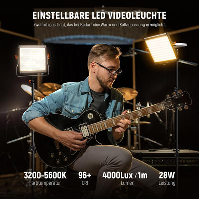 NEEWER 2er Pack dimmbares zweifarbiges 480 LED Videolicht und Ständerbeleuchtungsset beinhaltet: 320