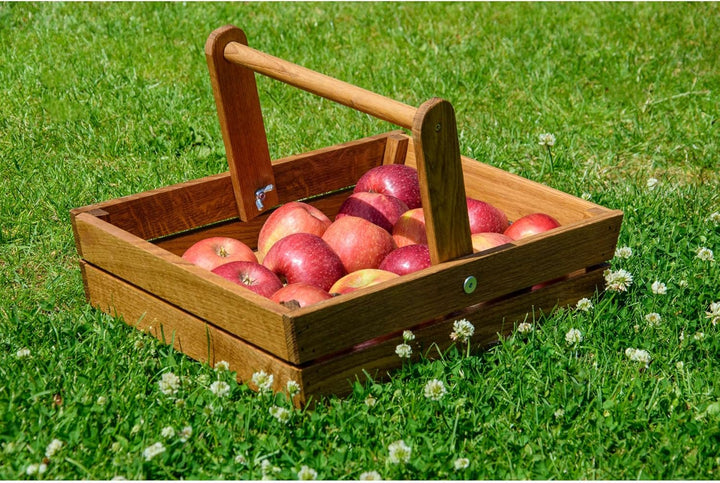 dobar® green label 29025FSCe Premium Erntekorb | Gartenkorb Eichenholz Massiv | Design Obstkorb | Pi