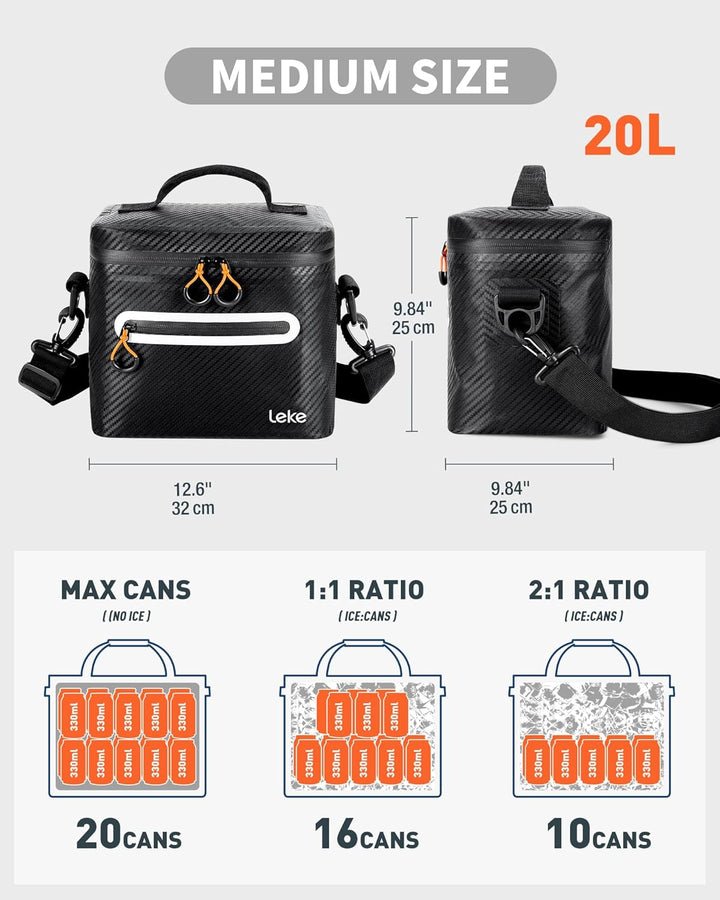 Lekesky 12/20L Verstärkter Isolierter Kühltasche – Tragbarer Kühltasche, Wasserdichter & Undichtheit