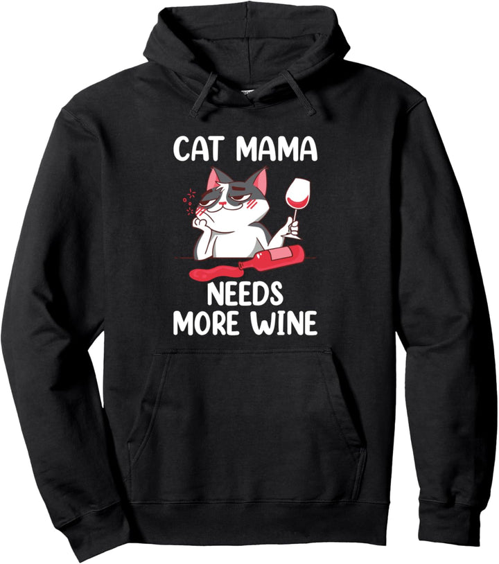 Katze Mama braucht mehr Wein Pelz Mama Katze Mama Pullover Hoodie