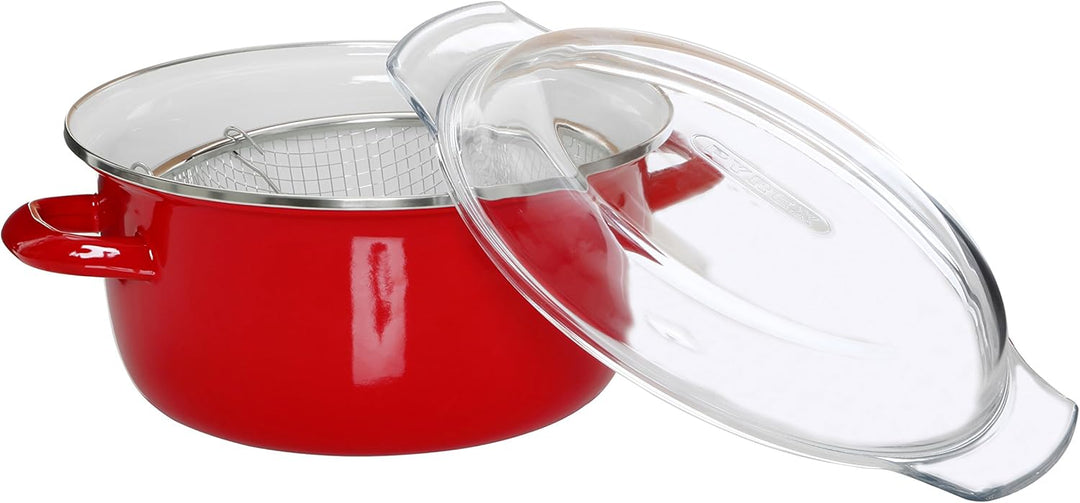 Premier Housewares 102114 Deep Fryer Friteuse, emaille, 5 liters, rot, 33 x 27 x 16 cm Rot Fritteuse