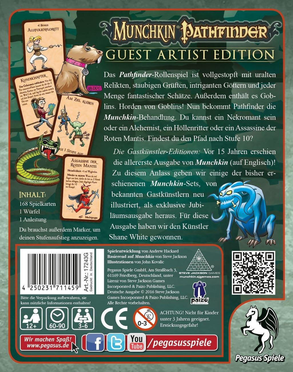 Pegasus Spiele 17243G - Munchkin Pathfinder Guest Artist Edition, Shane White-Version