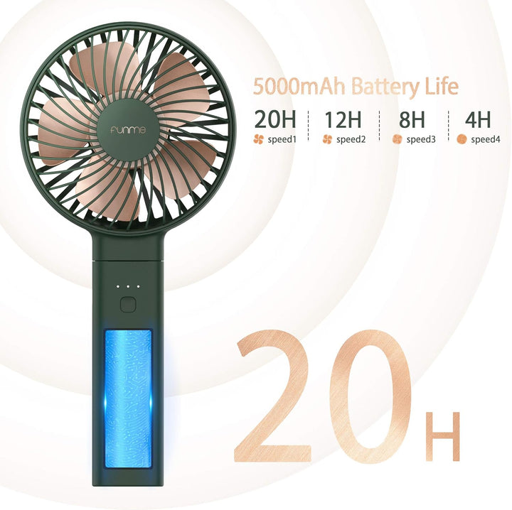 Funme Handventilator, 2022 Neuer Tragbarer Tischventilator Mini Faltbarer Lüfter Exquisit 20 Stunde