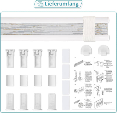 HOMEDEMO Plissee ohne Bohren Verdunkelung mit Botanisch Blumen Muster, Verdunklungsplissee Klemmfix,