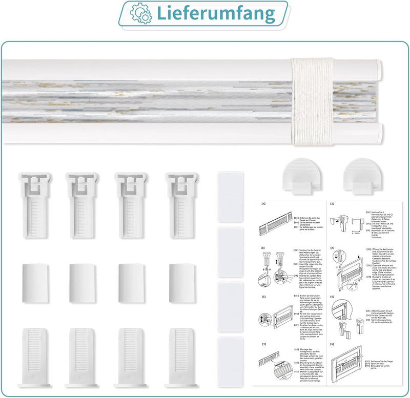 HOMEDEMO Plissee ohne Bohren Verdunkelung mit Botanisch Blumen Muster, Verdunklungsplissee Klemmfix,