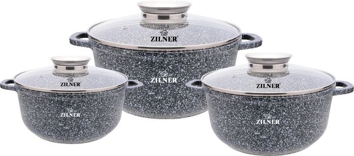 Kochtopf Set Induktion 6-Teilig - Topfset mit Glasdeckel - Töpfe für alle herdarten - 3x Kochtöpfe Ø