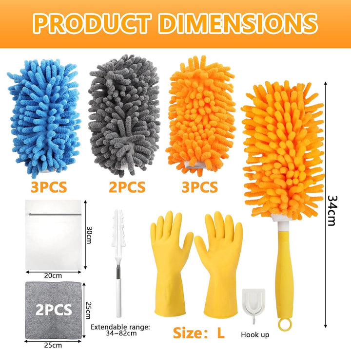 14 Stück Staubwedel Teleskop Waschbar für Swiffer Duster Staubmagnet Nachfüllpack, 360° Wiederverwen
