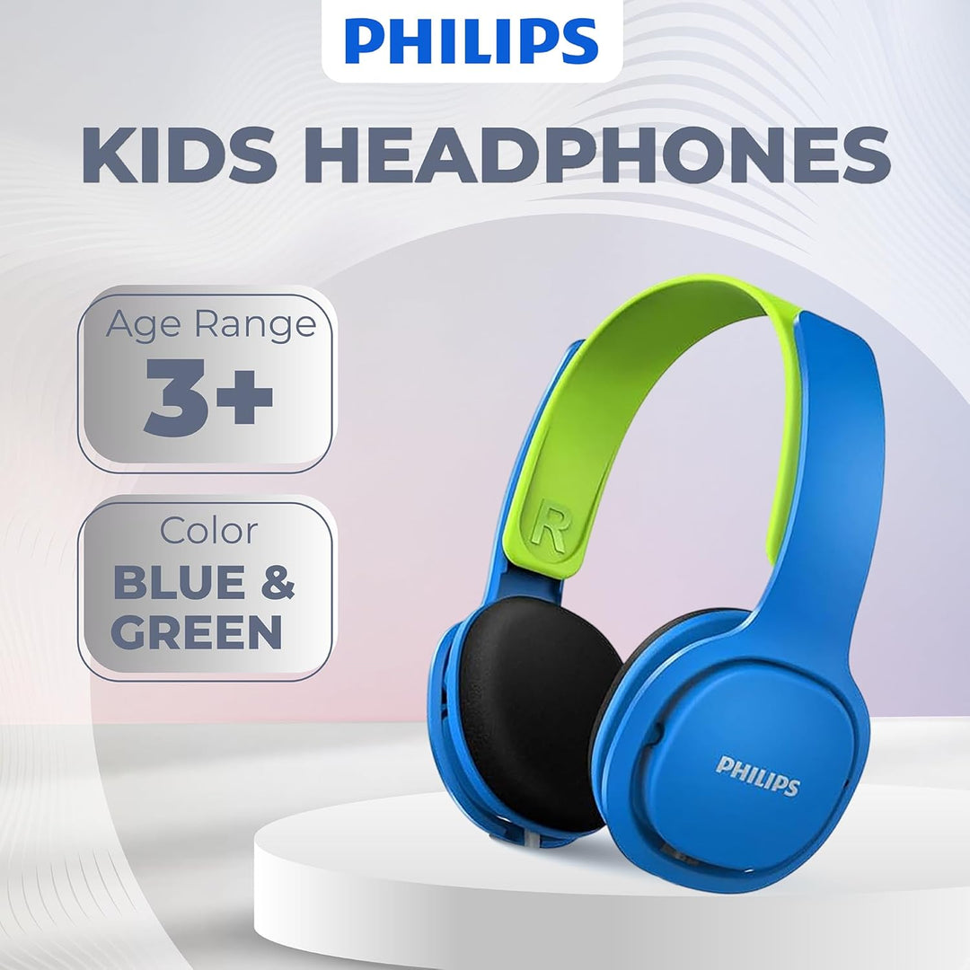 Philips SHK2000BL/00 Over Ear Kinder Kopfhörer, Farbige LED-Leuchten, 85dB Lautstärkebegrenzung, Ger