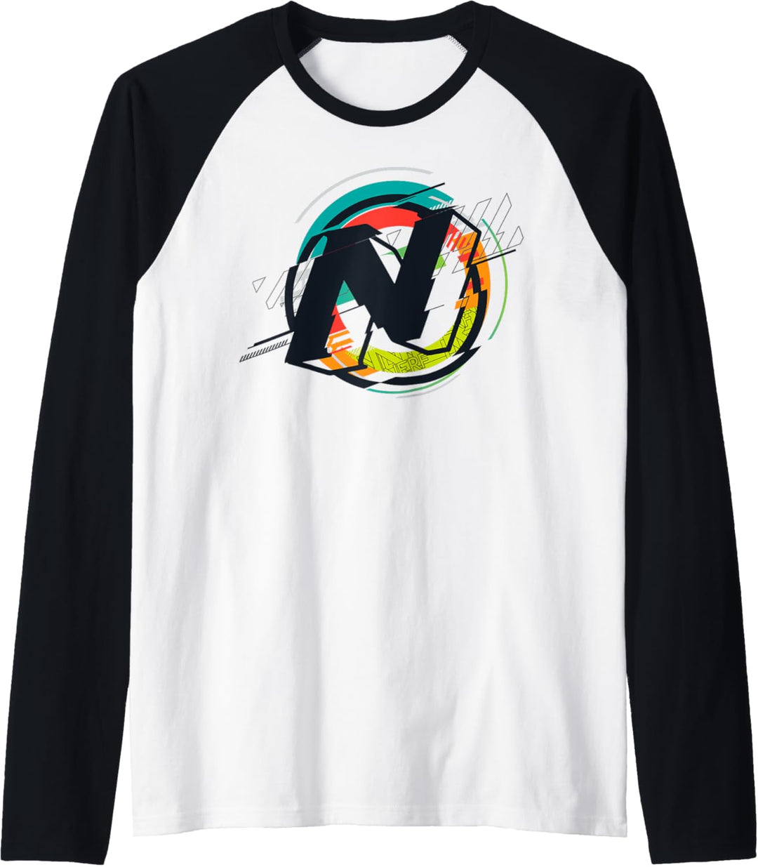 Nerf Glitch Color Graphic Logo Raglan