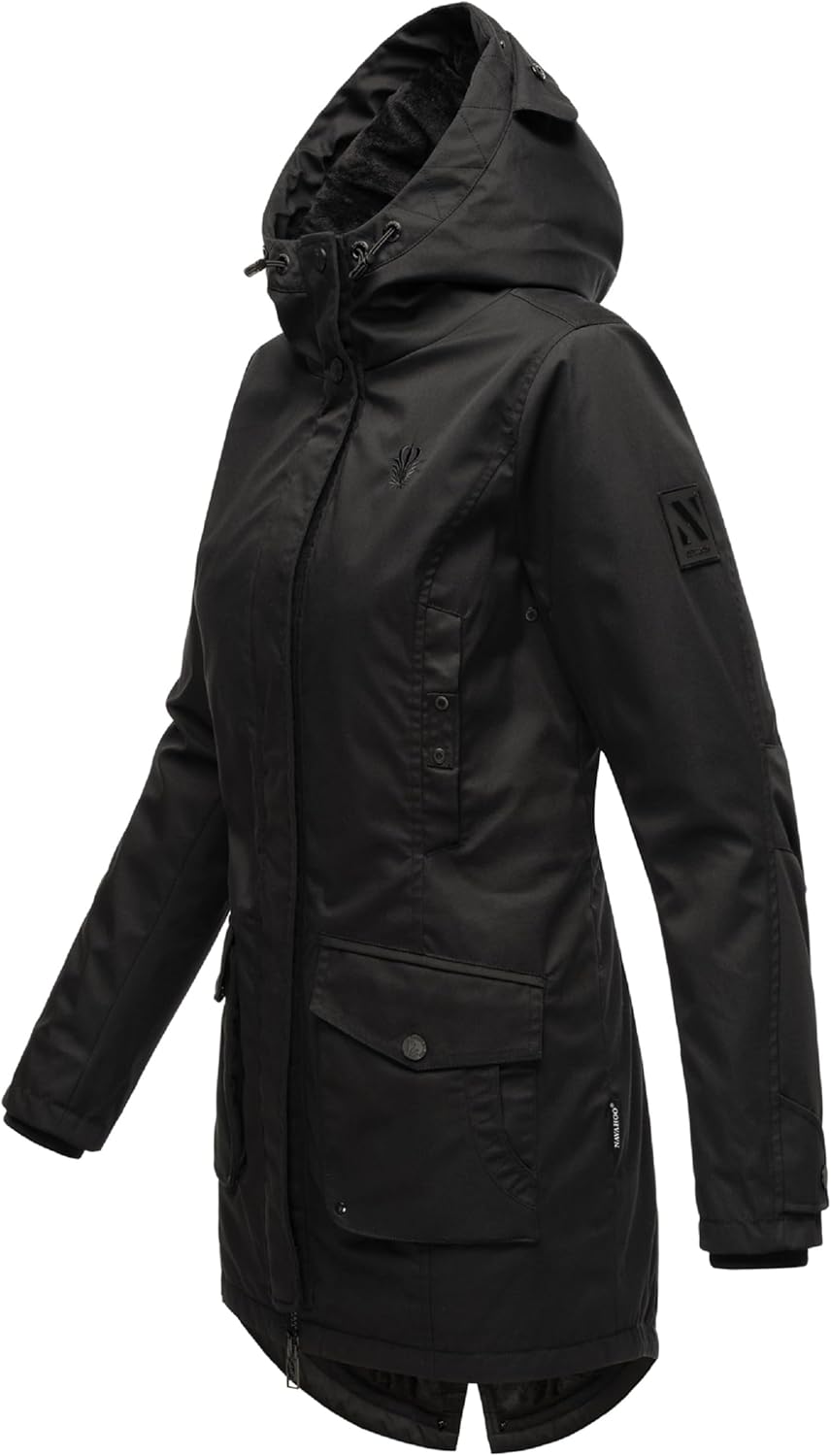 Navahoo Damen Übergangsjacke Warmer Kurzmantel Regenjacke wasserdicht mit Kapuze Brinjaa XS-XXL XS S
