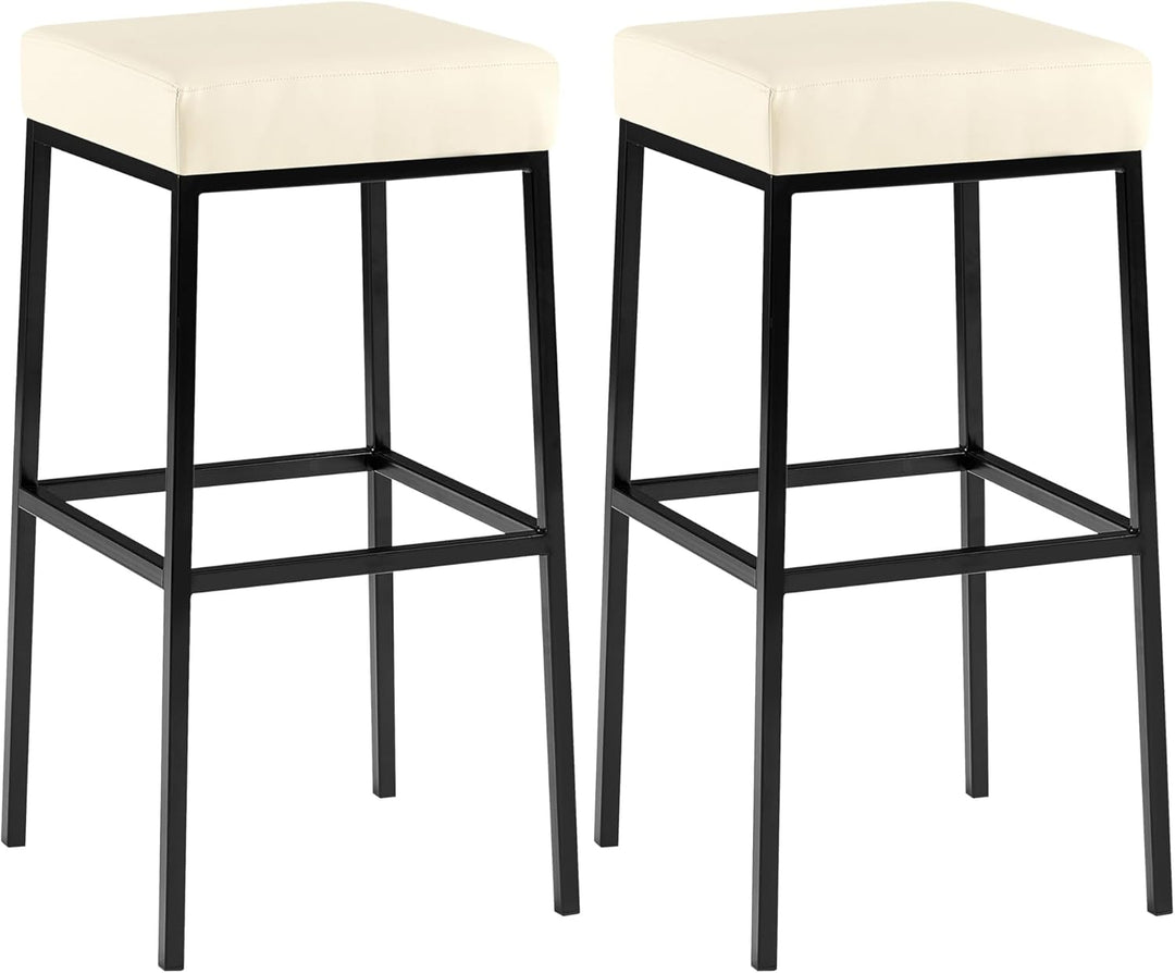 CLP 2er Set Barhocker Montreal I Gepolsterte Barstühle mit Kunstlederbezügen I Tresenhocker mit Meta