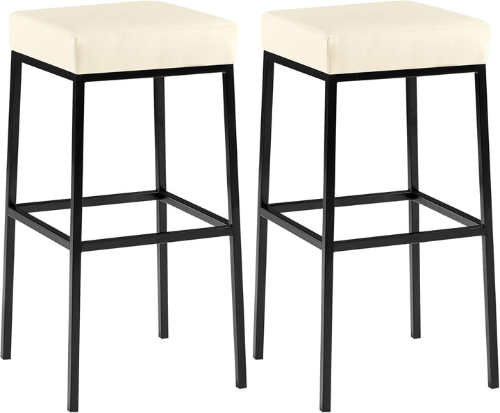 CLP 2er Set Barhocker Montreal I Gepolsterte Barstühle mit Kunstlederbezügen I Tresenhocker mit Meta