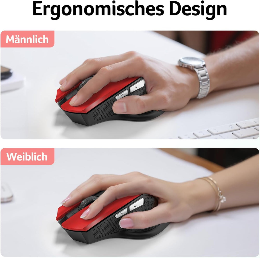 acer Maus Kabellos, 2.4GHz 1600 DPI Funkmaus, 3 Einstellbare DPI Wireless Mouse mit 6 Tasten, Batter