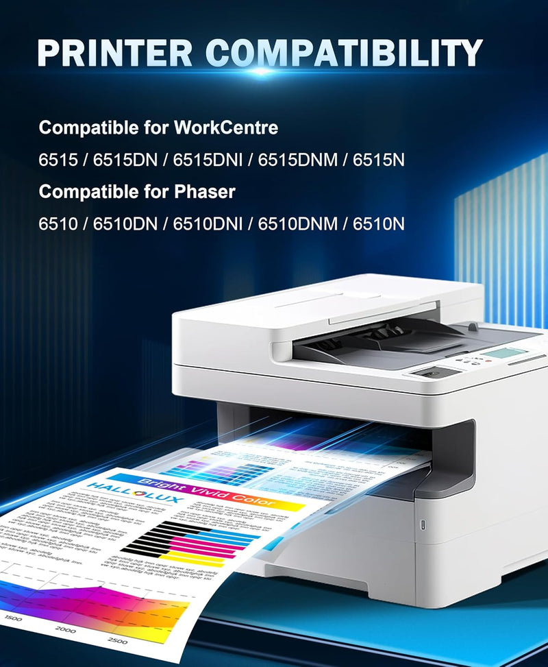 HALLOLUX 6510 6515 Toner Kompatible für Xerox Phaser 6510XL 6515XL Tonerkassette für Xerox WorkCentr