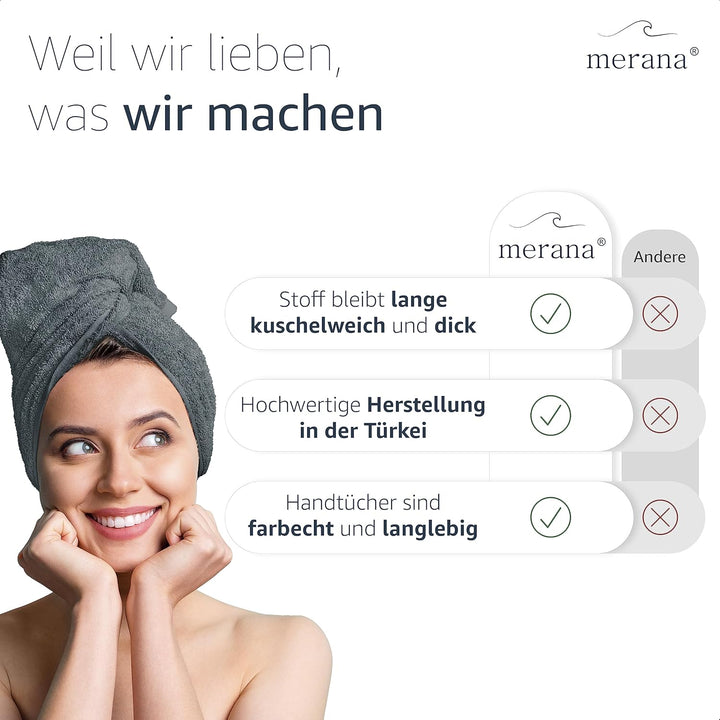 Merana OSLO Handtücher 50x100 cm - 2X Luxus Handtuch - Schnelltrocknendes Handtuch aus 100% feinster