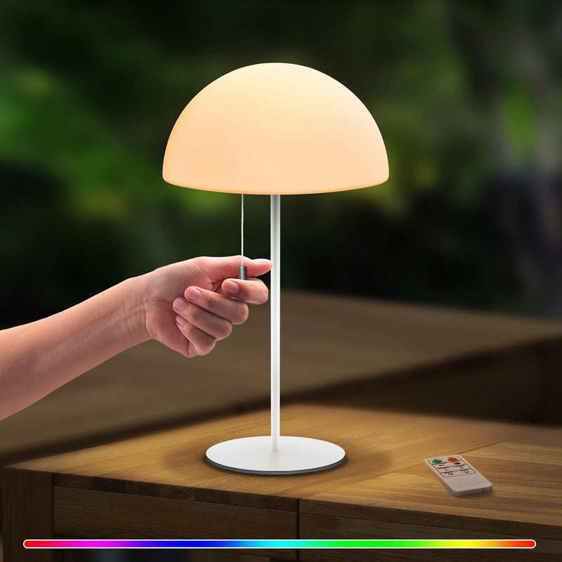 RWWR Tischlampe Outdoor Warmweisses Licht und 7 Farben Fernbedienung Dimmbar Tischlampe Kabellos LED