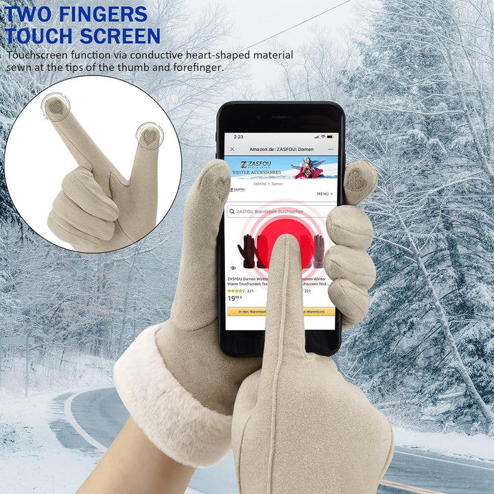 ZASFOU Damen Winter Warm Touchscreen Handschuhe mit Fleece Gefütterte Strick winterhandschuhe für Ka