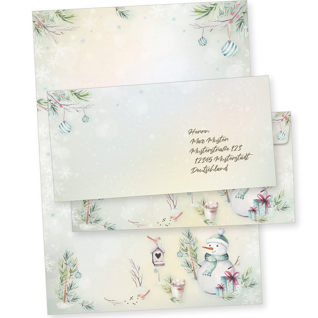 Flöckchen 250 Sets Weihnachtsbriefpapier Briefpapier Weihnachten mit Umschlag ohne Fenster, Weihnach