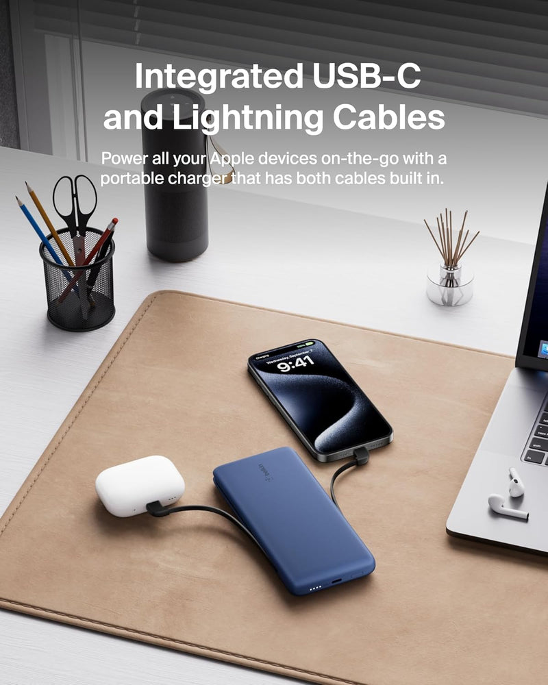 Belkin BOOSTCHARGE Plus 10K tragbares Ladegerät und Powerbank (10.000 mAh mit integriertem Lightning