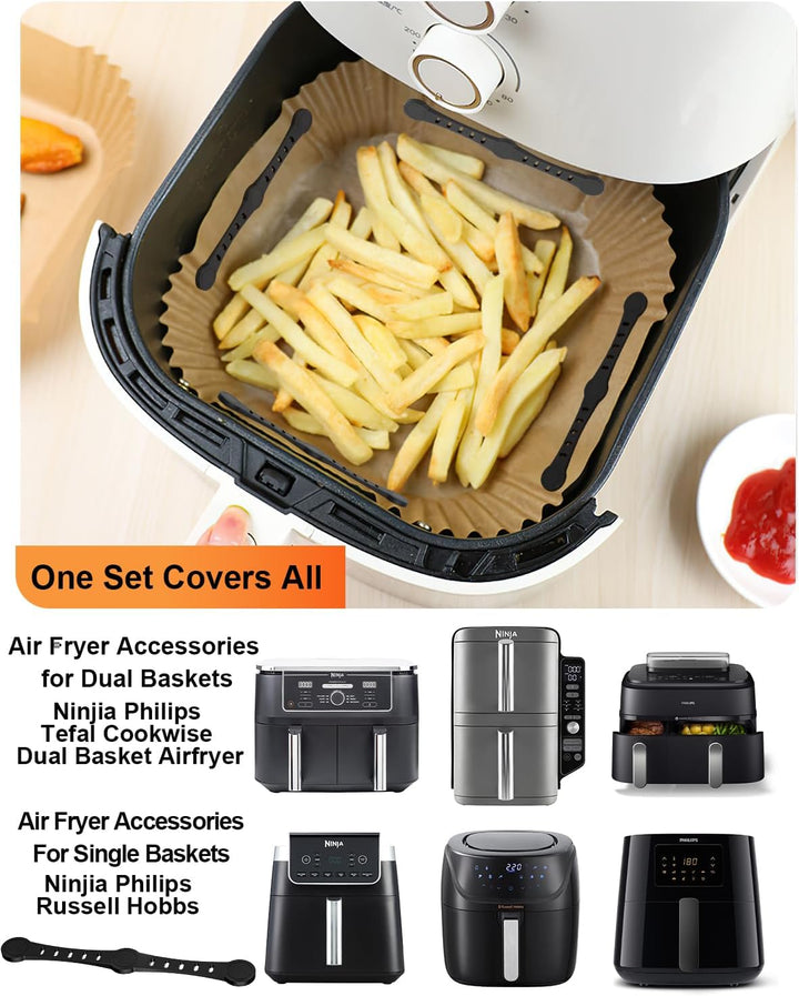 8 Stück Magnete für Airfryer Backpapier Silikon - 12cm Lang, Befestigung für Heissluftfritteuse Zube