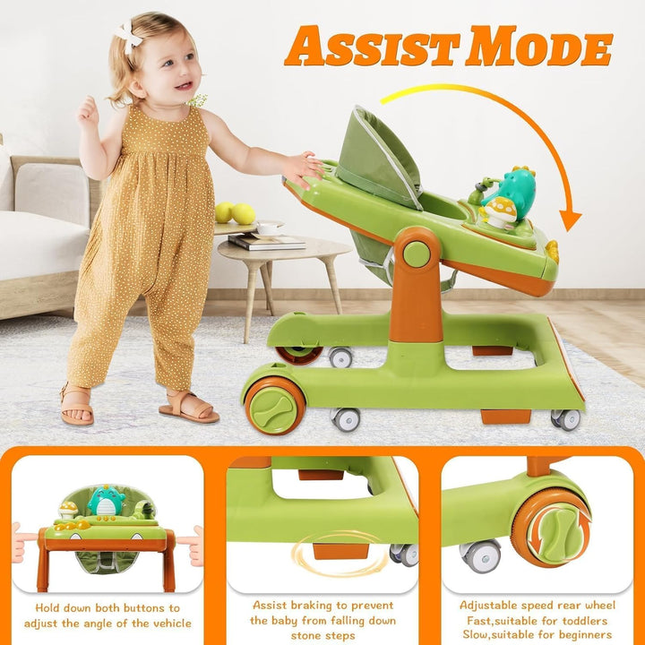 Lauflernwagen Baby Dinosaurier mit Musikalischem Spielset,Fussstütze,Höhenverstellbar,360° Geräuscha