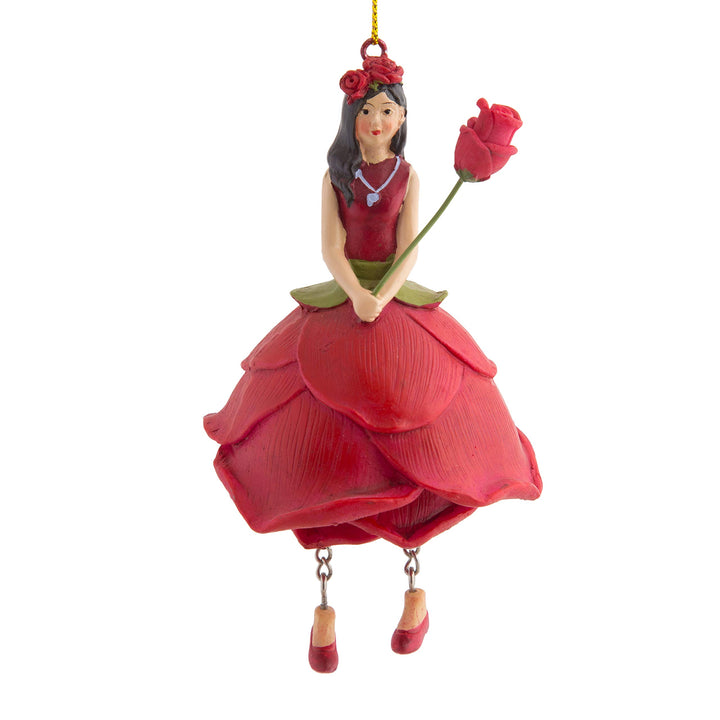Blumenmädchen Gloria Rose Rot Dekofigur Blumen Garten Figur für Innen (Rot), Rot