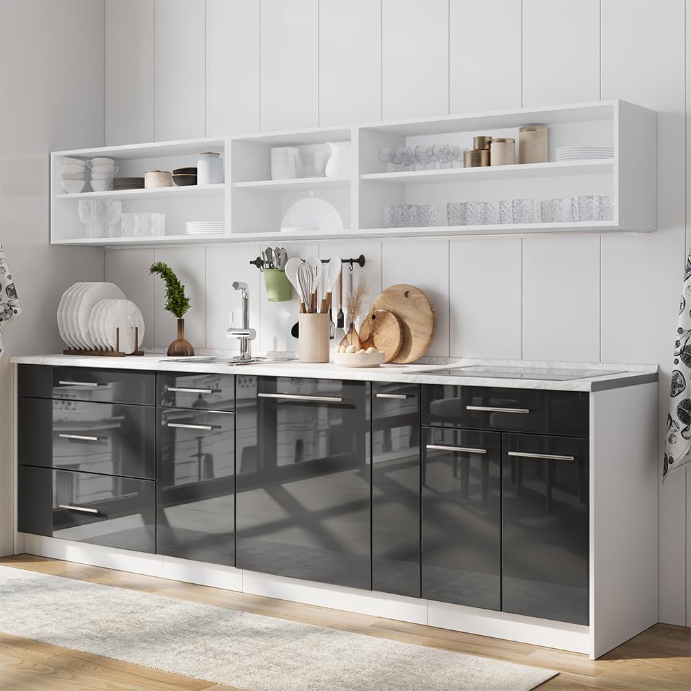 Vicco Apothekerschrank Fame-Line, Anthrazit Hochglanz/Weiss, 20 cm ohne Arbeitsplatte, zur Kombinati