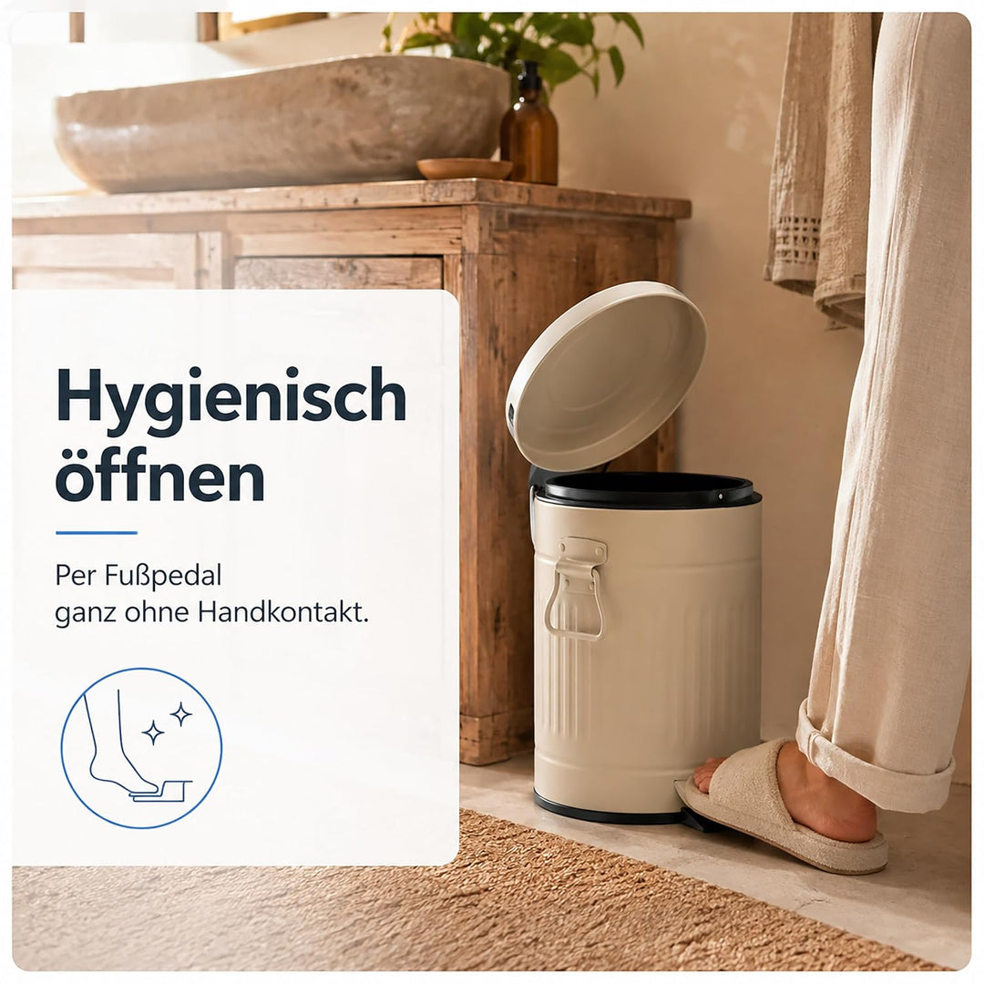 Relaxdays Mülleimer, 20 Liter, Küche, entnehmbarer Inneneimer, beige, Beige