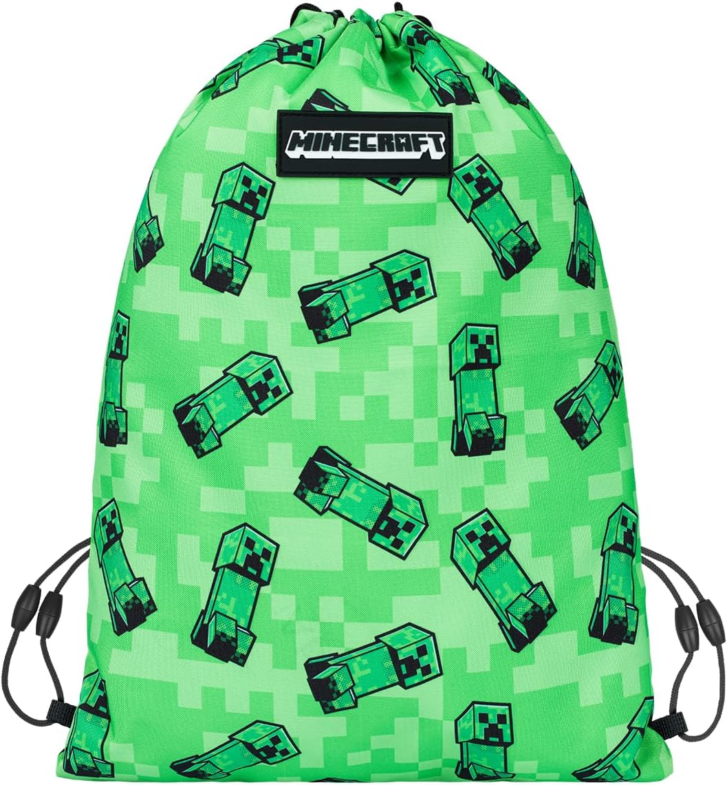 Baagl Minecraft Federmäppchen und Turnbeutel Set 2 Teilig für Jungen und Mädchen, Schule Mäppchen, G