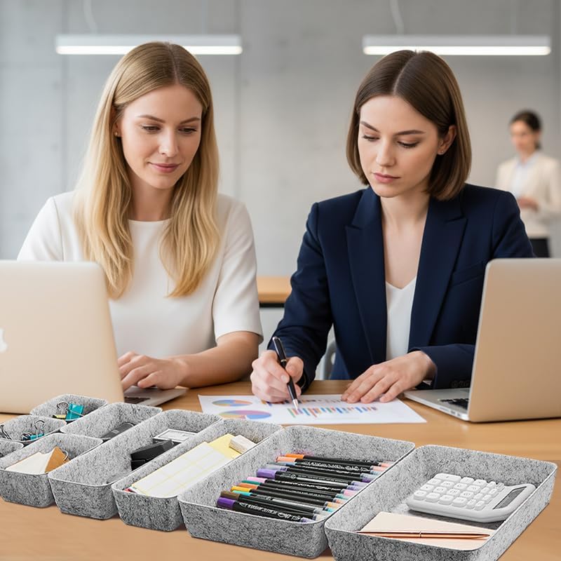 8 Stück Schubladen Organizer, Stapelbare Filz-Aufbewahrungsboxen, Schubladen Ordnungssystem für Schr