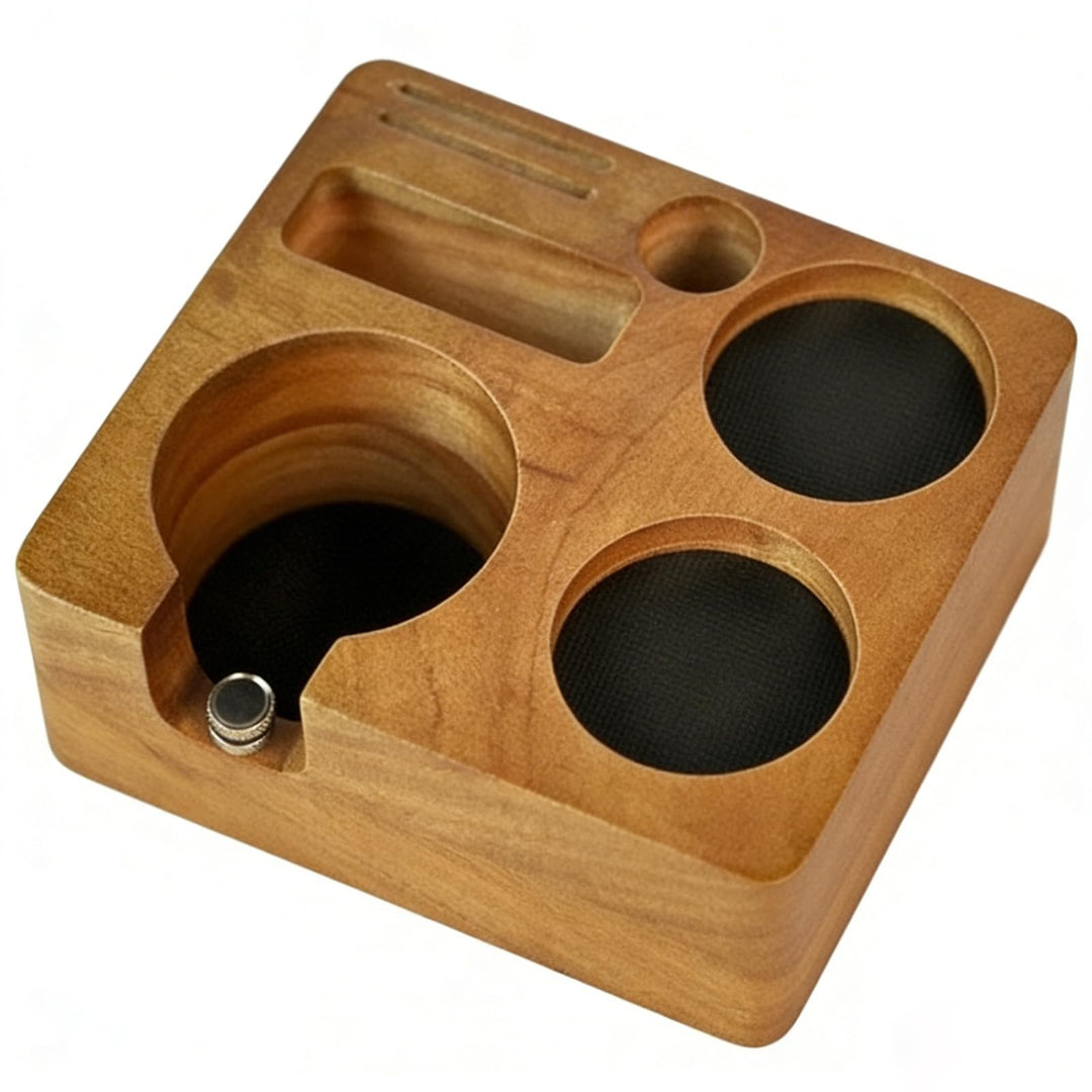 FARYODI Espresso-Tamperstation, Espresso Kaffee Tamping Station Walnuss Holz, Espresso Tamper Statio