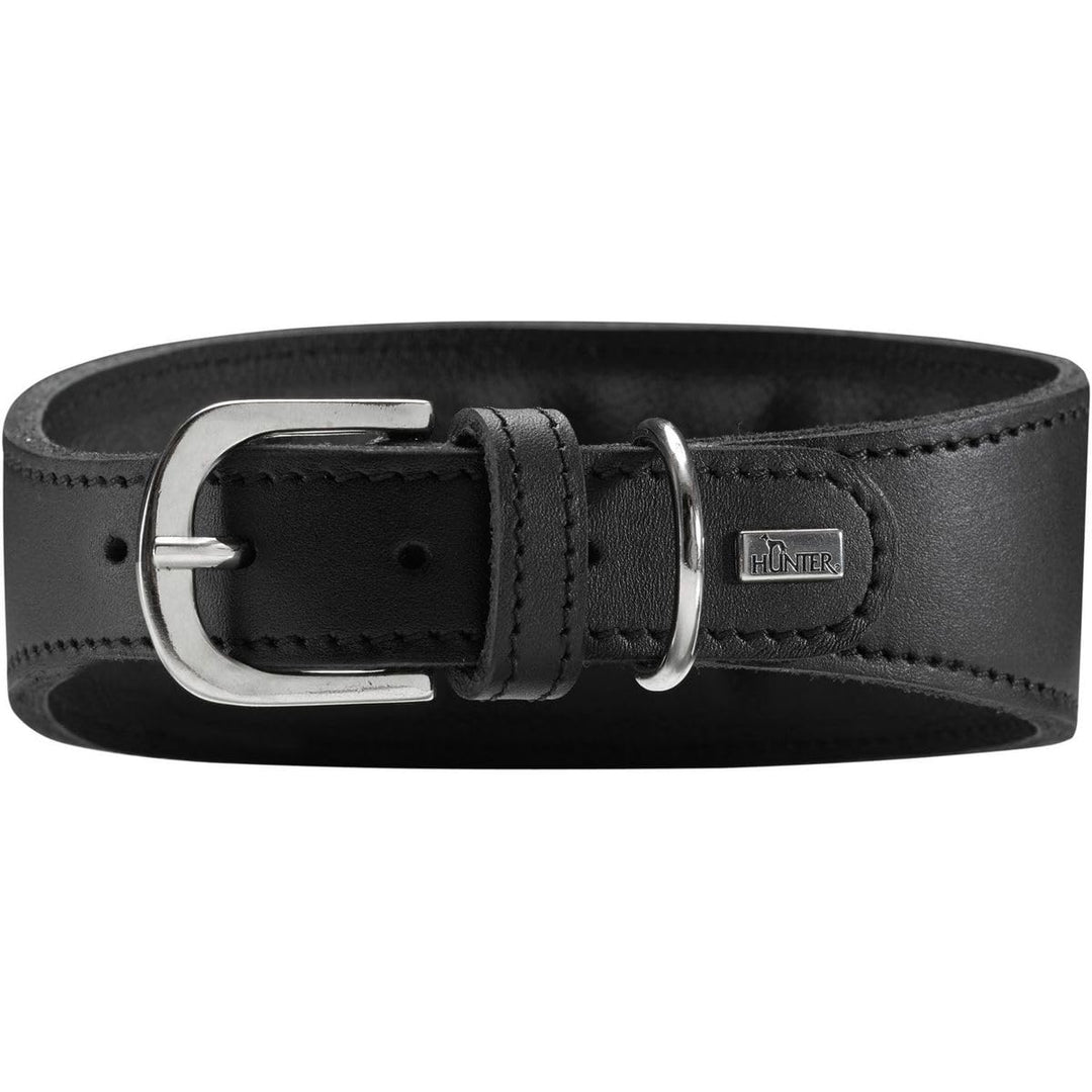 HUNTER SUPER SOFT Windhundhalsband, Leder, gepolstert, 52 (M), schwarz schwarz 52 (M), schwarz 52 (M