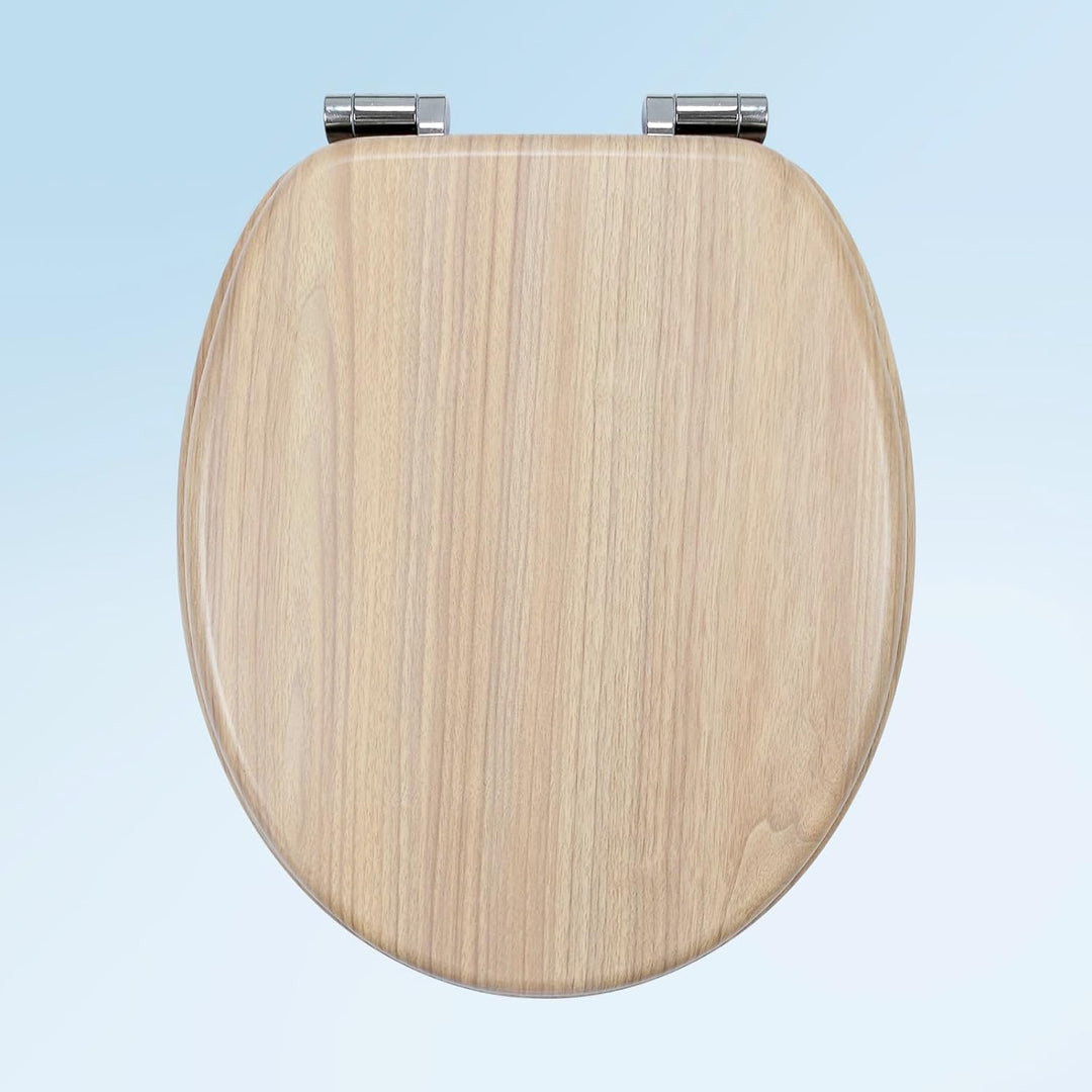WC-Sitz mit Absenkautomatik, Toilettendeckel aus stabilem MDF-Holzkern, Verstellbare Scharniere aus
