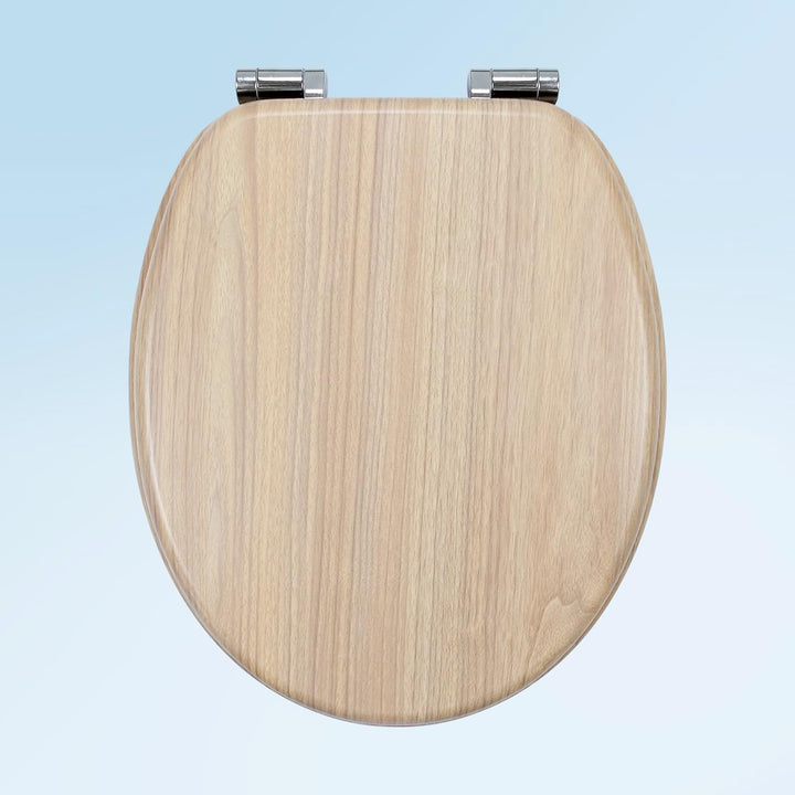 WC-Sitz mit Absenkautomatik, Toilettendeckel aus stabilem MDF-Holzkern, Verstellbare Scharniere aus