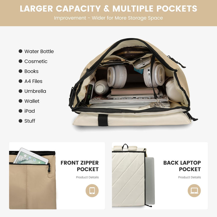 LOVEVOOK Rucksack Damen, Gross Wasserdichter Laptop Daypack Reiserucksack Arbeitstasche Elegant mit
