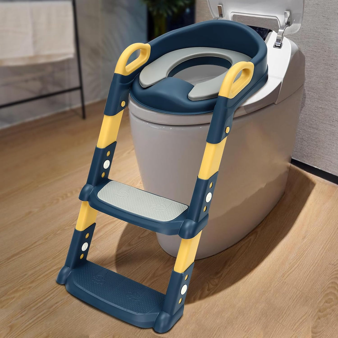 Toilettensitz Kinder mit Treppe, HöHenverstellbar Faltbar Töpfchen Toilettentrainer mit Treppe Toile