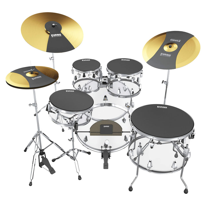 Evans Soundoff Drum Mute Pads – Komplettes Schlagzeug-Pad-Set – Schlagzeug-Dämpfer-Set – 3 Becken, 4