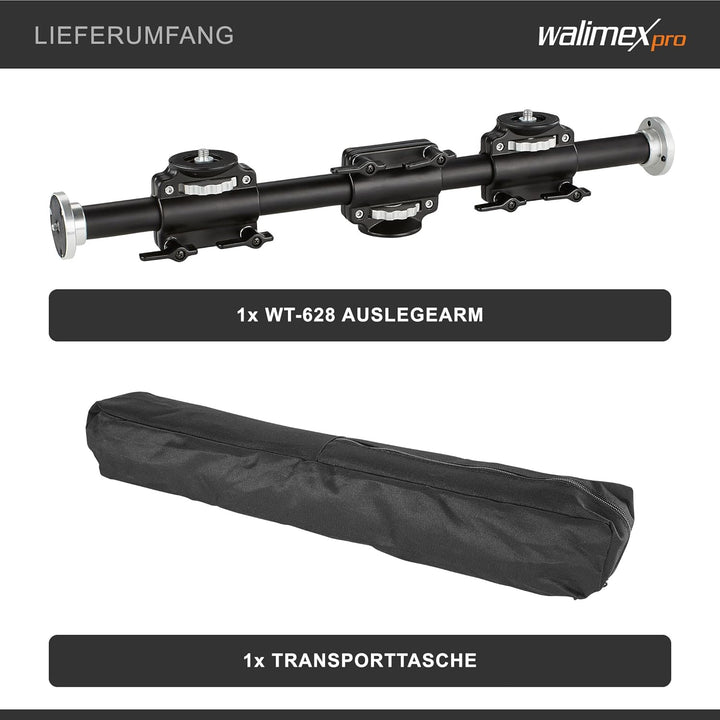 Walimex WT-628 Auslegearm (2 horizontal und vertikal verstellbare Schlitten, 2x 3/8 Zoll, 2x 1/4 Zol
